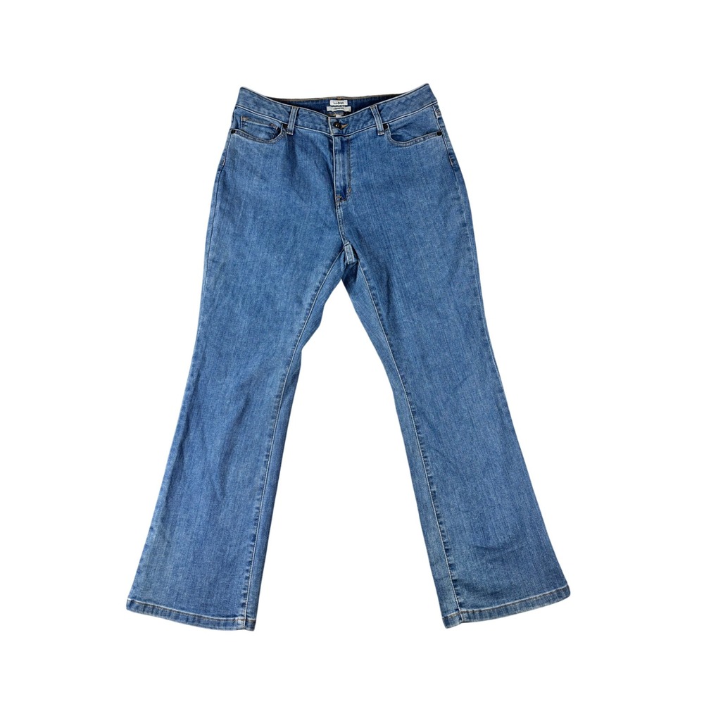 LL Bean Classic Fit Jeans Womens 14 Petite Blue Medium Wash Straight Leg Denim